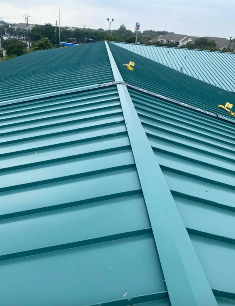Green commercial metal roof ridge and valley for Metal Roof Repair in Old Orchard Beach
